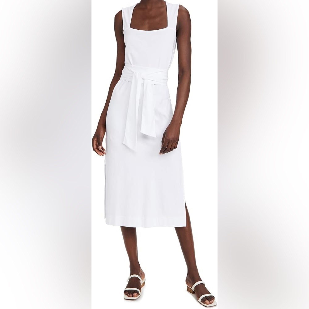 NWOT Vince Cotton Sleeveless Square Neck Maxi Dress in Optic White Size Large